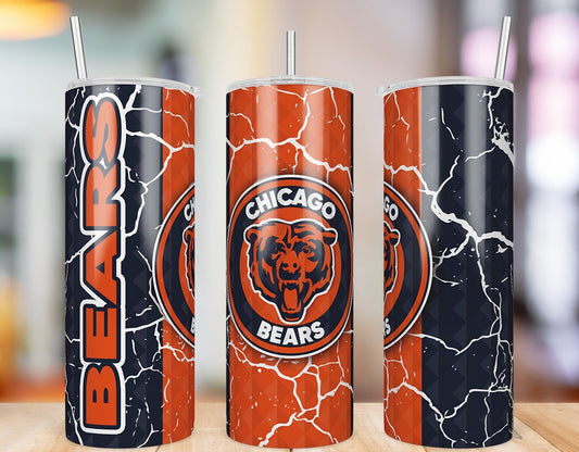 Chicago Bears Diamond Pattern 20 oz skinny tumbler