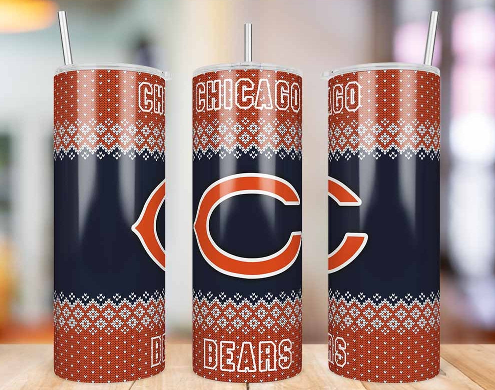 Chicago Bears Ugly Sweater 20 oz skinny tumbler