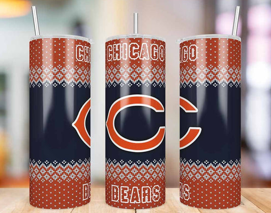 Chicago Bears Ugly Sweater 20 oz skinny tumbler