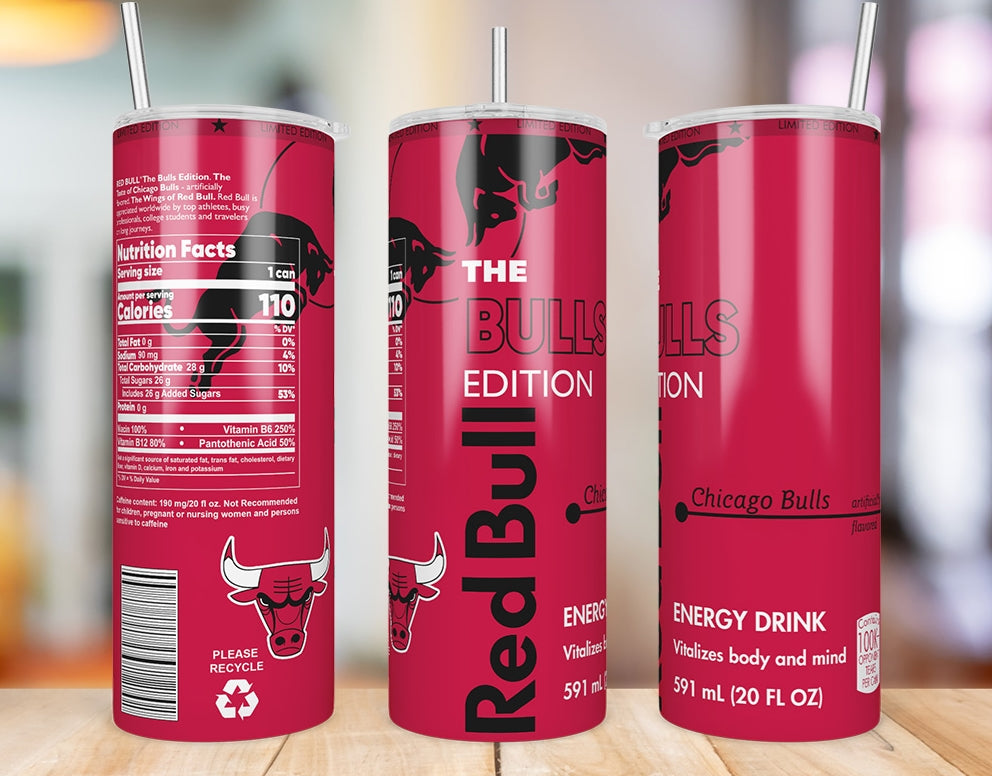Chicago Bulls 20 oz skinny tumbler three-angle product photo