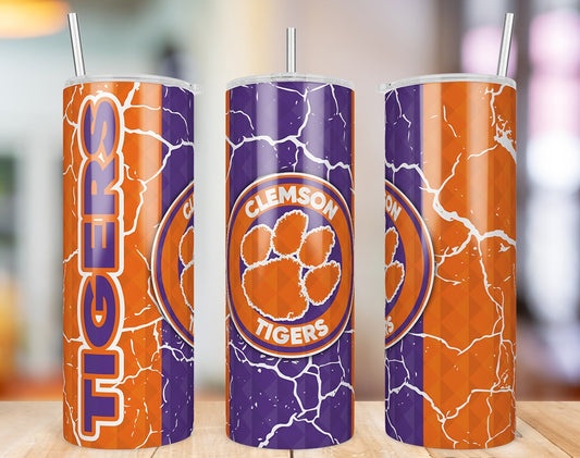 Clemson Tigers Diamond Pattern 20 oz skinny tumbler