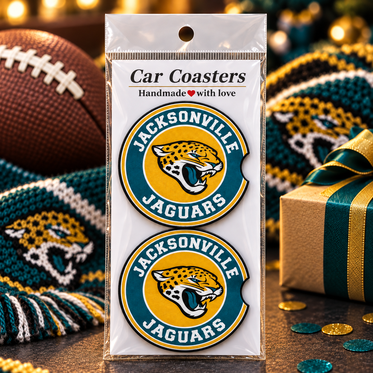 Jacksonville Jaguars Neoprene Car Coasters - Set of 2
