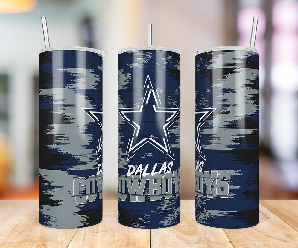 Dallas Cowboys Glitch 20 oz skinny tumbler three-view product photo