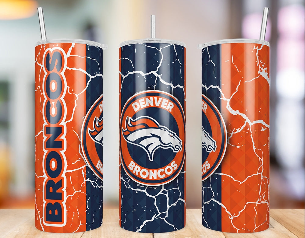 Denver Broncos Diamond Pattern 20 oz skinny tumbler