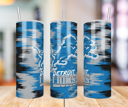 Detroit Lions Glitch 20 oz skinny tumbler three-angle product photo