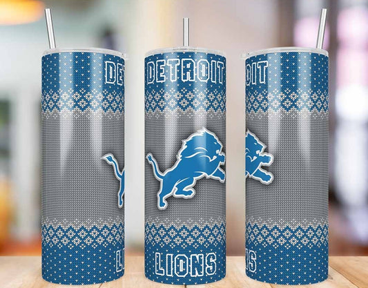 Detroit Lions Ugly Sweater 20 oz skinny tumbler