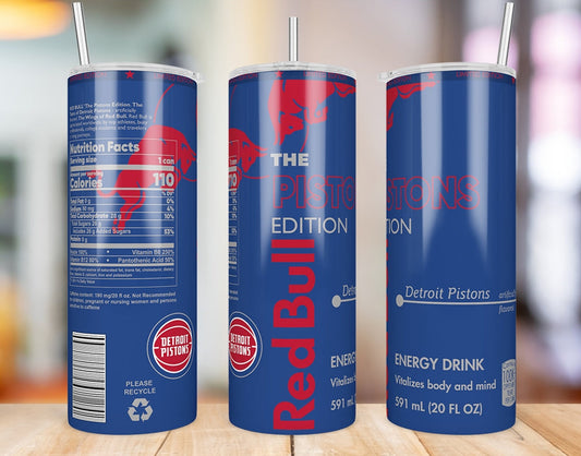 Detroit Pistons 20 oz skinny tumbler three-angle product photo
