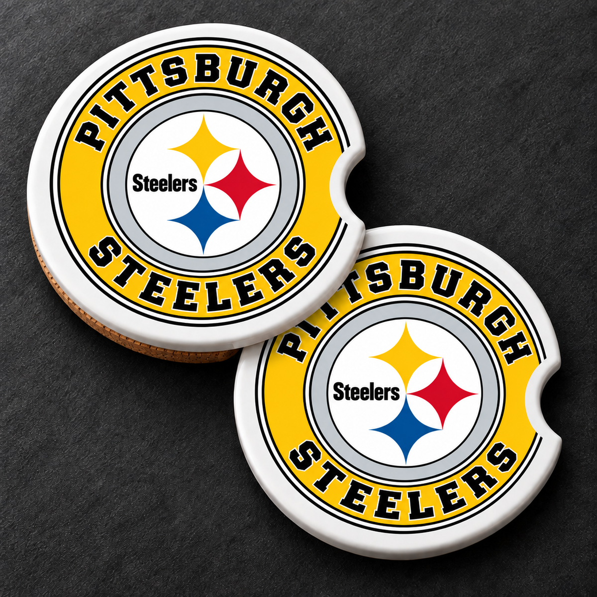 Pittsburgh Steelers Ceramic Car Coasters - Set of 2