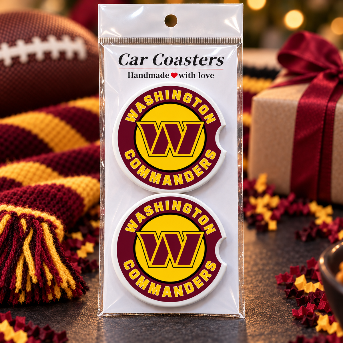 Washington Commanders Ceramic Car Coasters - Set of 2
