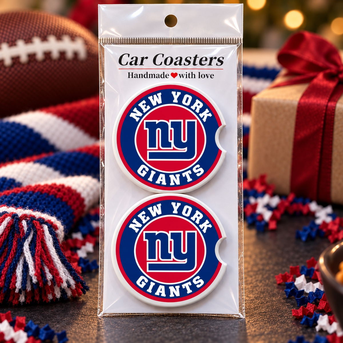 New York Giants Ceramic Car Coasters - Set of 2