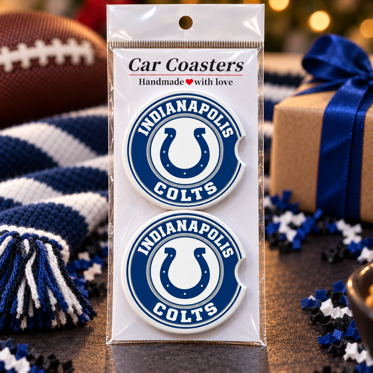 Indianapolis Colts Ceramic Car Coasters - Set of 2
