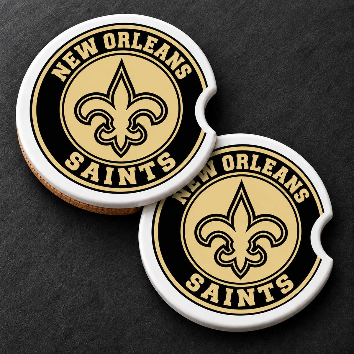 New Orleans Saints Ceramic Car Coasters - Set of 2