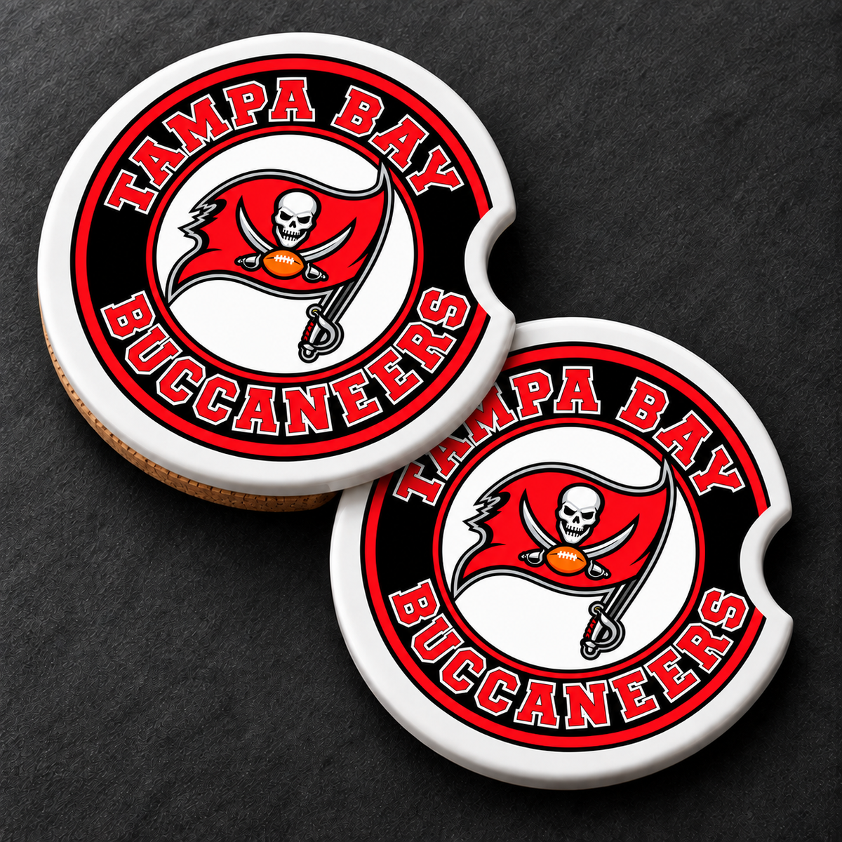 Tampa Bay Buccaneers Ceramic Car Coasters - Set of 2
