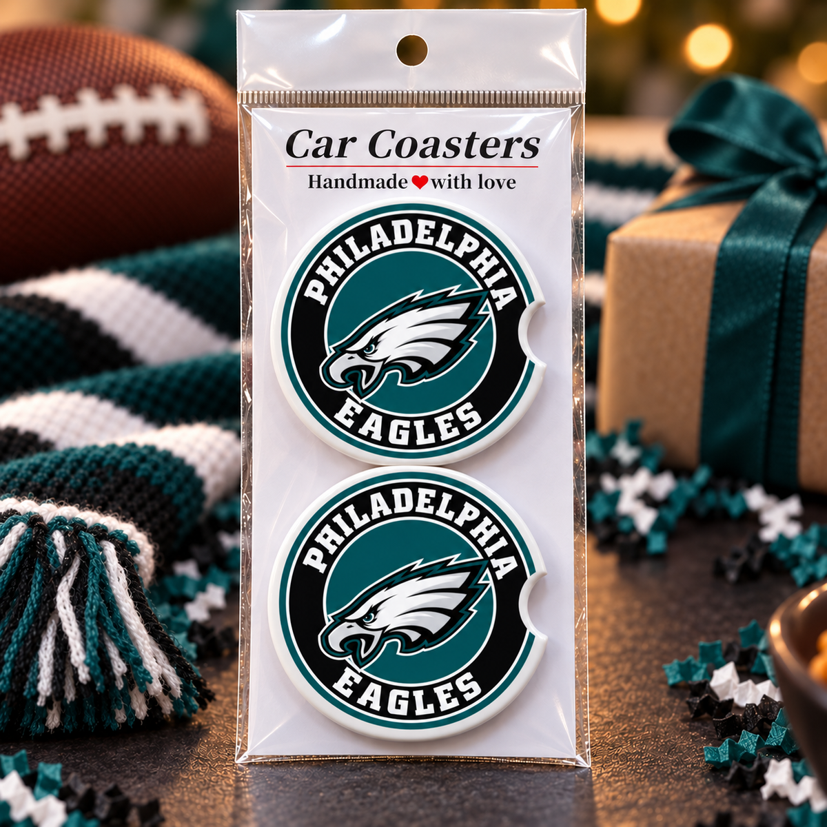 Philadelphia Eagles Ceramic Car Coasters - Set of 2