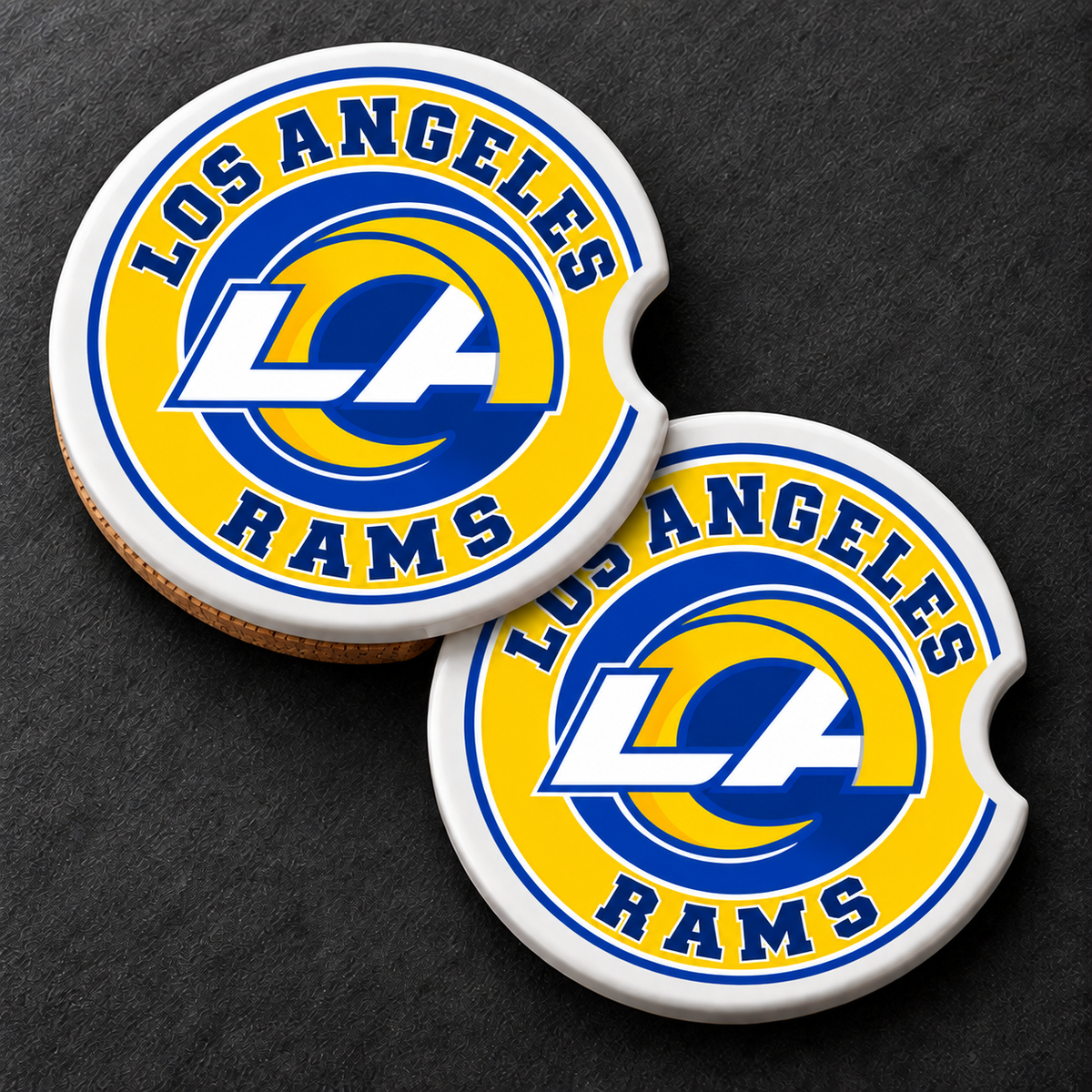 Los Angeles Rams Ceramic Car Coasters - Set of 2