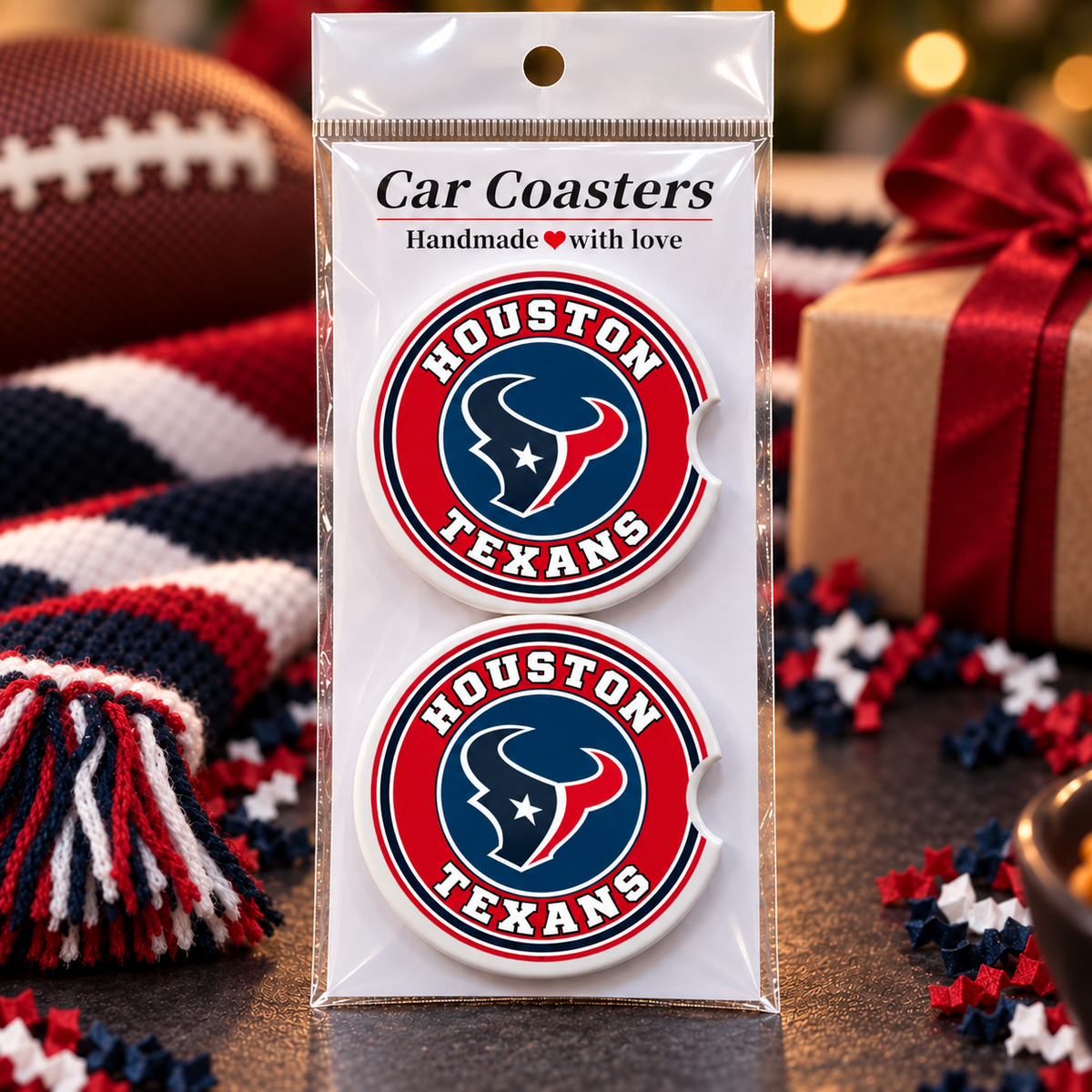 Houston Texans Ceramic Car Coasters - Set of 2