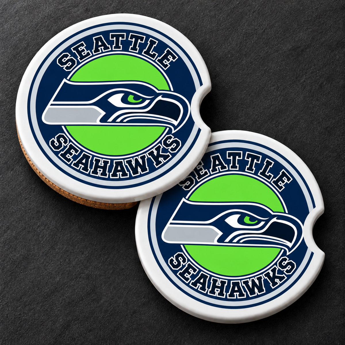 Seattle Seahawks Ceramic Car Coasters - Set of 2
