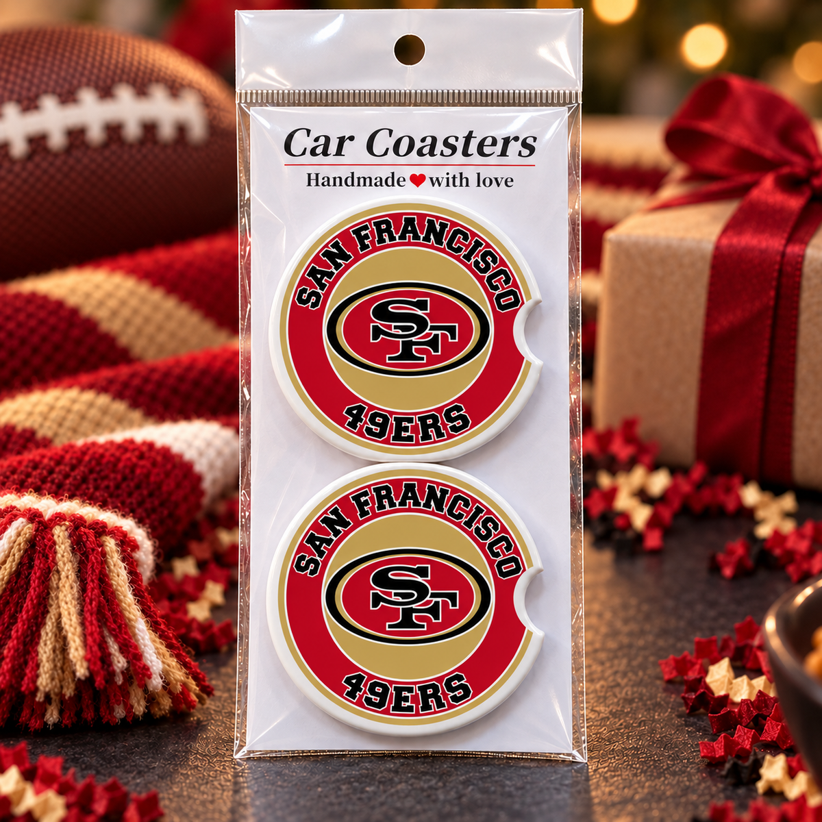 San Francisco 49ers Ceramic Car Coasters - Set of 2