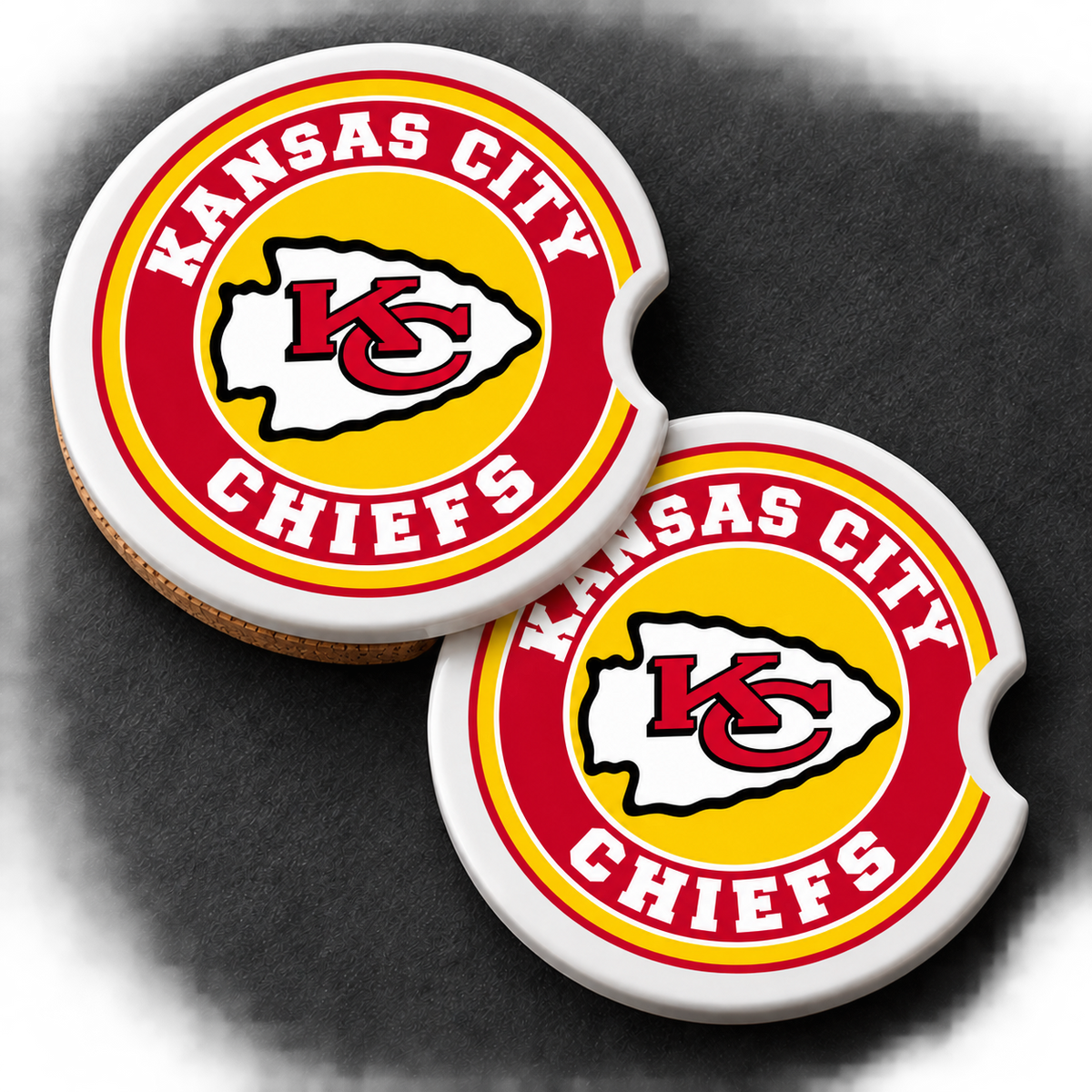 Kansas City Chiefs Ceramic Car Coasters - Set of 2