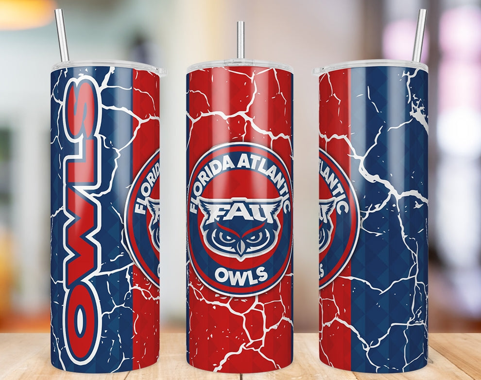 Florida Atlantic Owls Diamond Pattern 20 oz skinny tumbler