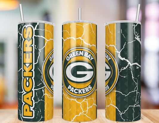 Green Bay Packers Diamond Pattern 20 oz skinny tumbler