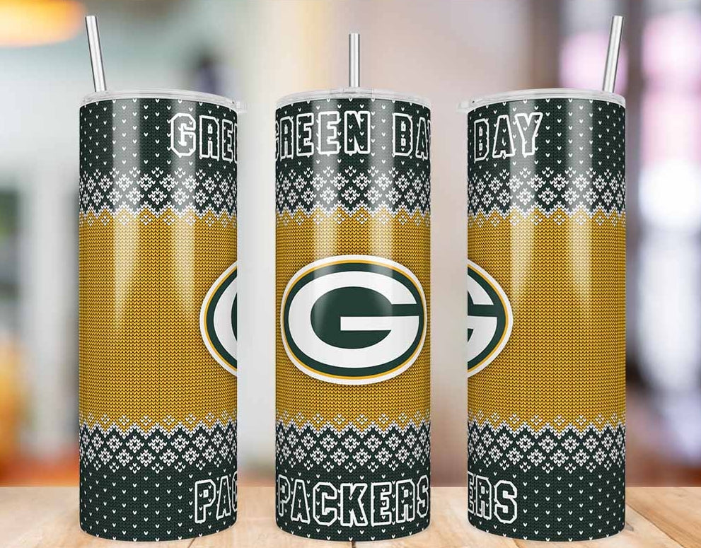 Green Bay Packers Ugly Sweater 20 oz skinny tumbler