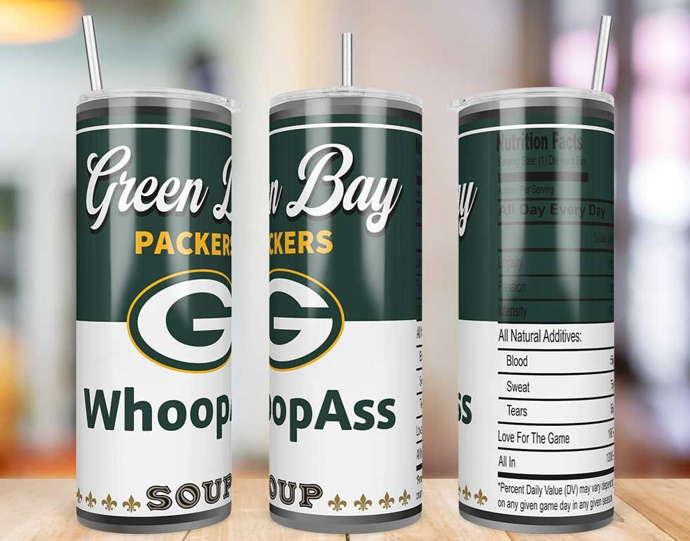Green Bay Packers Whoop Ass Soup 20 oz skinny tumbler