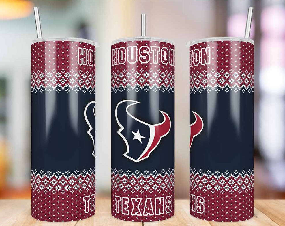Houston Texans Ugly Sweater 20 oz skinny tumbler