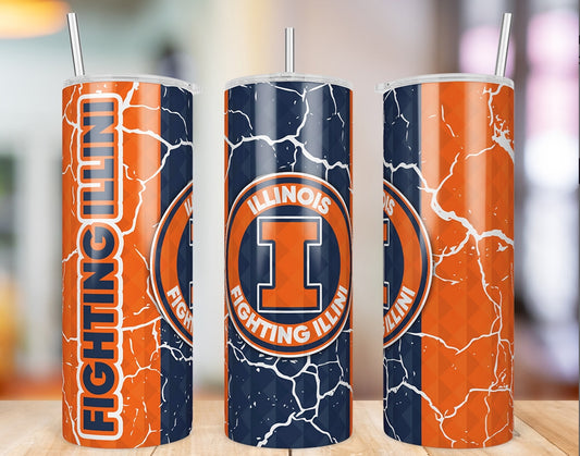 Illinois Fighting Illini Diamond Pattern 20 oz skinny tumbler