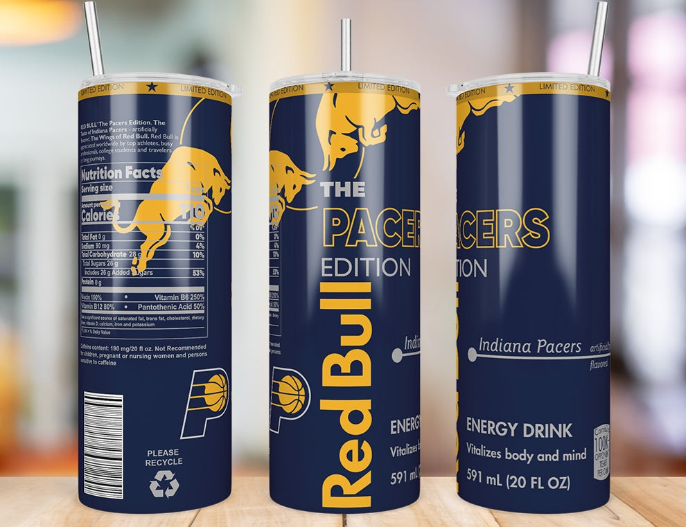 Indiana Pacers 20 oz skinny tumbler three-angle product photo