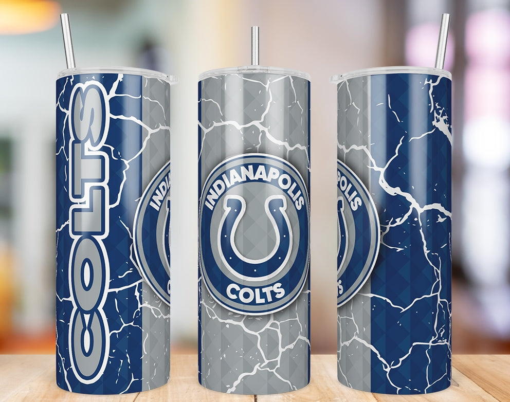 Indianapolis Colts Diamond Pattern 20 oz skinny tumbler