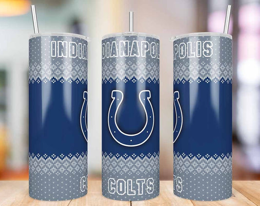 Indianapolis Colts Ugly Sweater 20 oz skinny tumbler