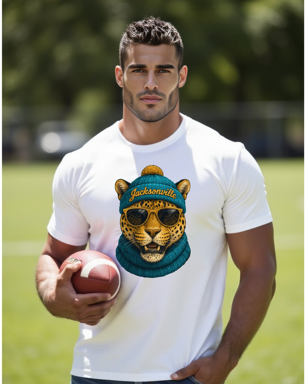 Jacksonville Jaguars Spirit Animal T-shirt on male football fan