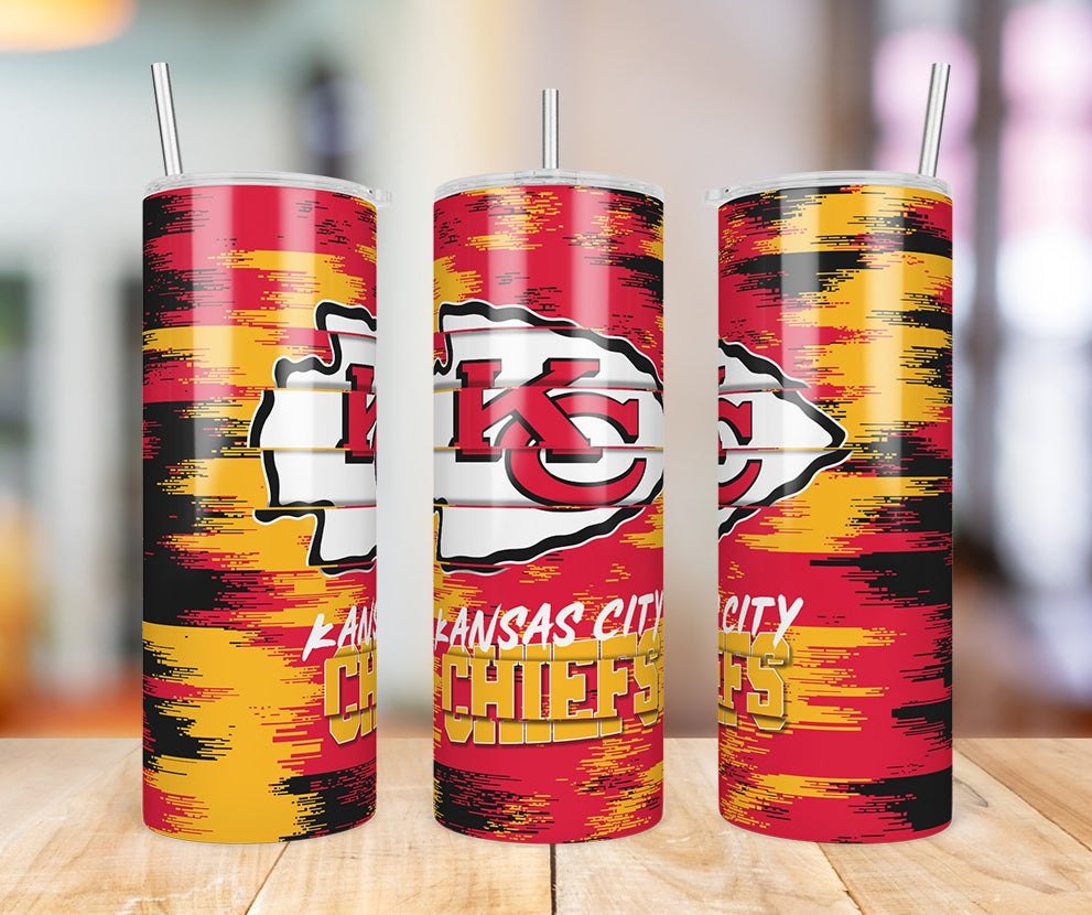 Kansas City Chiefs Glitch 20 oz skinny tumbler three-angle product photo