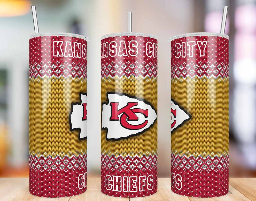 Kansas City Chiefs Ugly Sweater 20 oz skinny tumbler