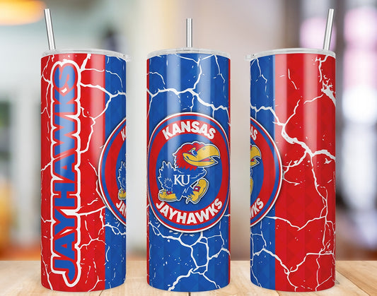 Kansas Jayhawks Diamond Pattern 20 oz skinny tumbler