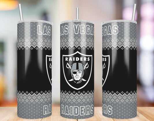 Las Vegas Raiders Ugly Sweater 20 oz skinny tumbler