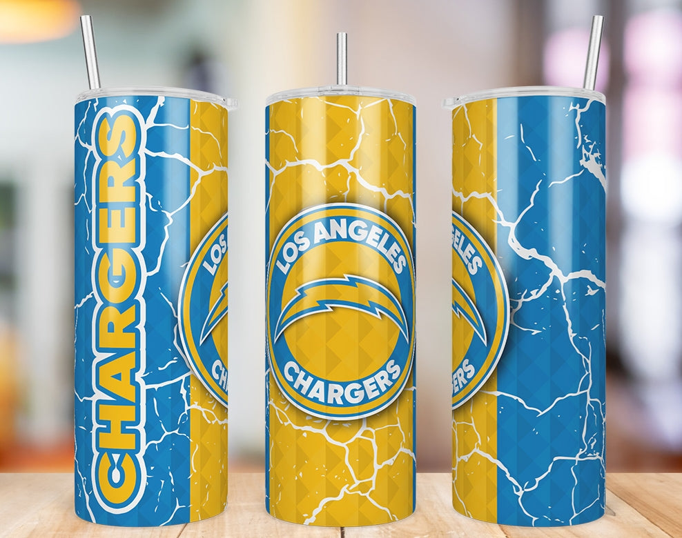 Los Angeles Chargers Diamond Pattern 20 oz skinny tumbler