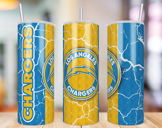 Los Angeles Chargers Diamond Pattern 20 oz skinny tumbler