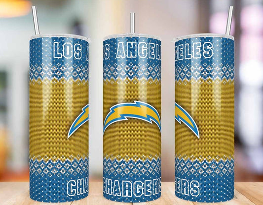 Los Angeles Chargers Ugly Sweater 20 oz skinny tumbler
