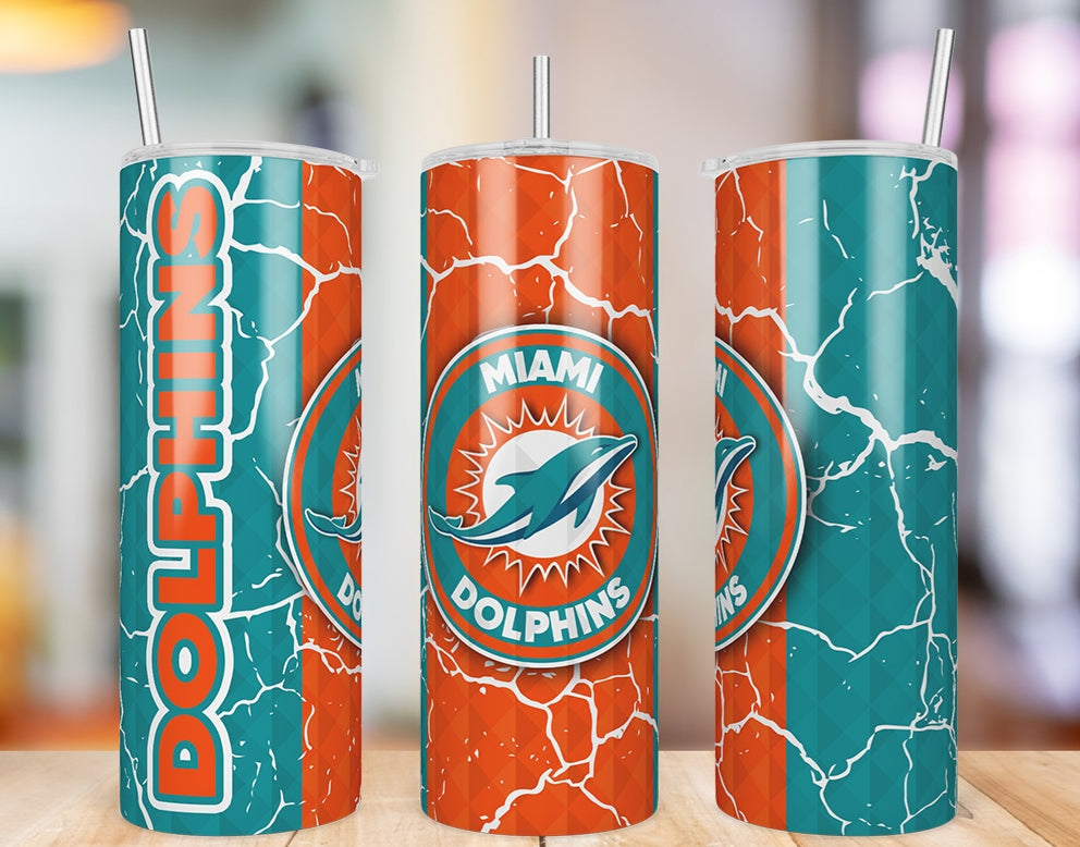 Miami Dolphins Diamond Pattern 20 oz skinny tumbler