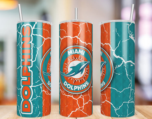 Miami Dolphins Diamond Pattern 20 oz skinny tumbler