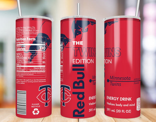 Minnesota Twins 20 oz skinny tumbler three-angle product mockup