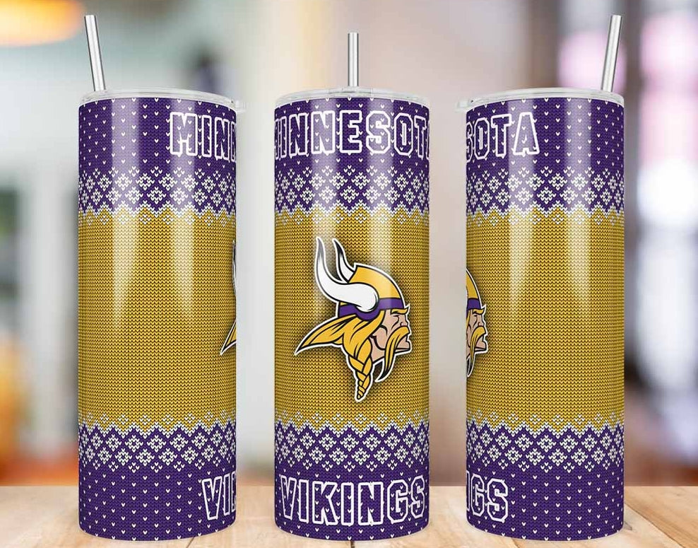 Minnesota Vikings Ugly Sweater 20 oz skinny tumbler