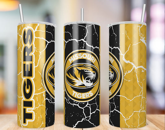 Missouri Tigers Diamond Pattern 20 oz skinny tumbler