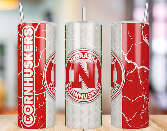 Nebraska Cornhuskers Diamond Pattern 20 oz skinny tumbler
