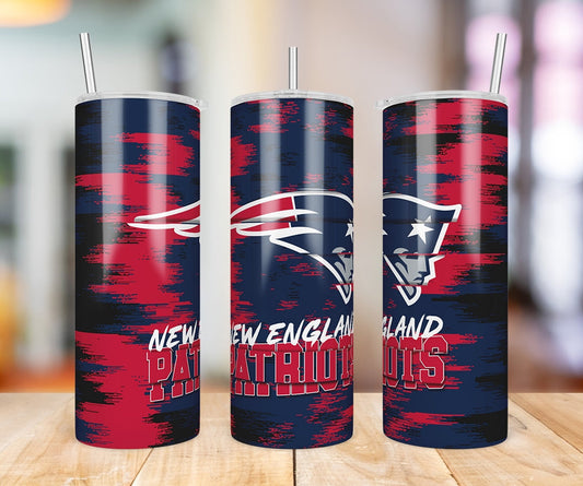 New England Patriots Glitch 20 oz skinny tumbler three-angle product photo