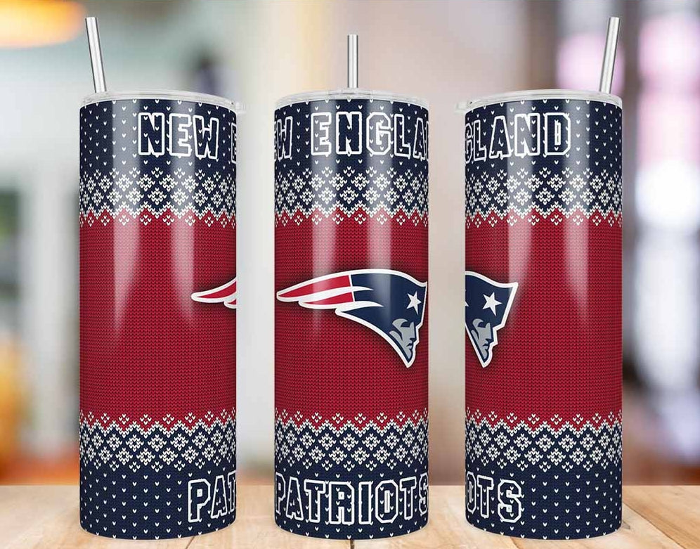 New England Patriots Ugly Sweater 20 oz skinny tumbler