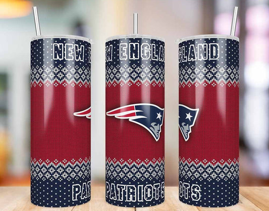 New England Patriots Ugly Sweater 20 oz skinny tumbler