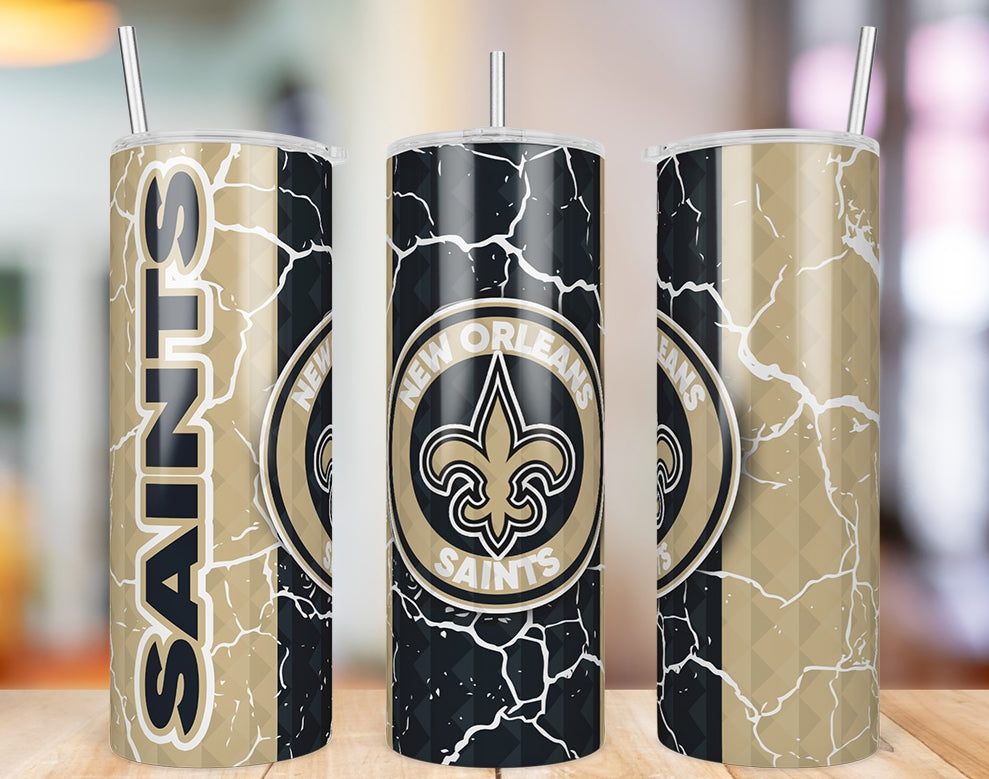 New Orleans Saints Diamond Pattern 20 oz skinny tumbler
